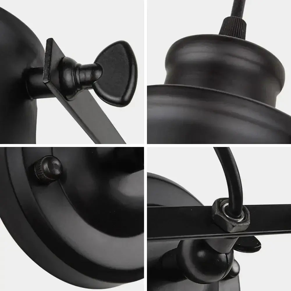 Industrial black vintage wall lamp – bedroom adjustable spotlight