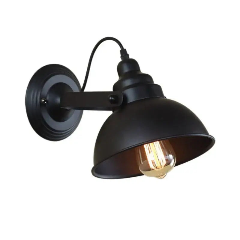 Industrial black wall sconce bedroom retro wrought iron lamp