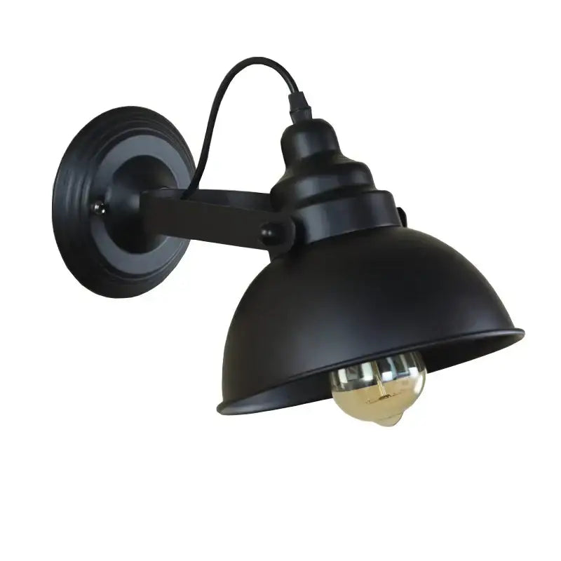 Industrial black wall sconce bedroom retro wrought iron lamp