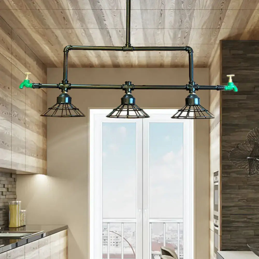 Industrial black water tap pendant light coffee shop kitchen chandelier