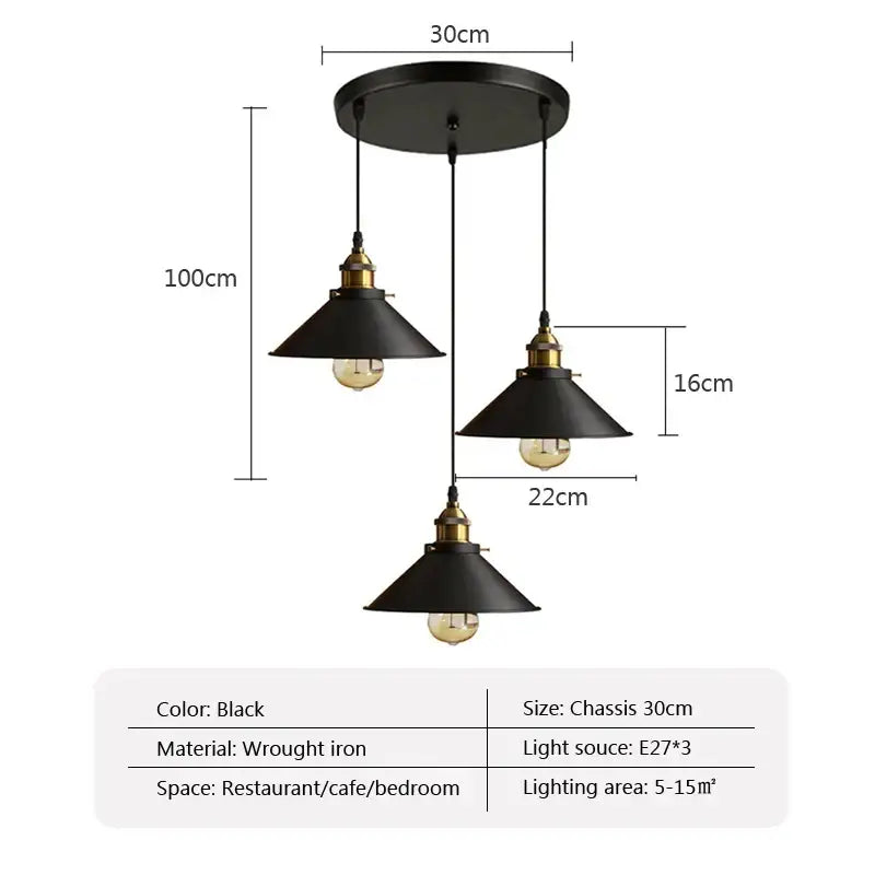 Industrial black & white ceiling chandelier – kitchen pendant light