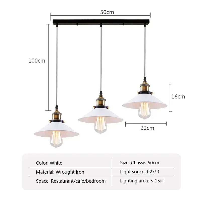 Industrial black & white ceiling chandelier – kitchen pendant light