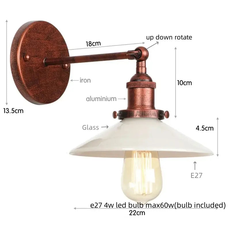 Industrial black & white ceramic led wall lights kitchen sconce