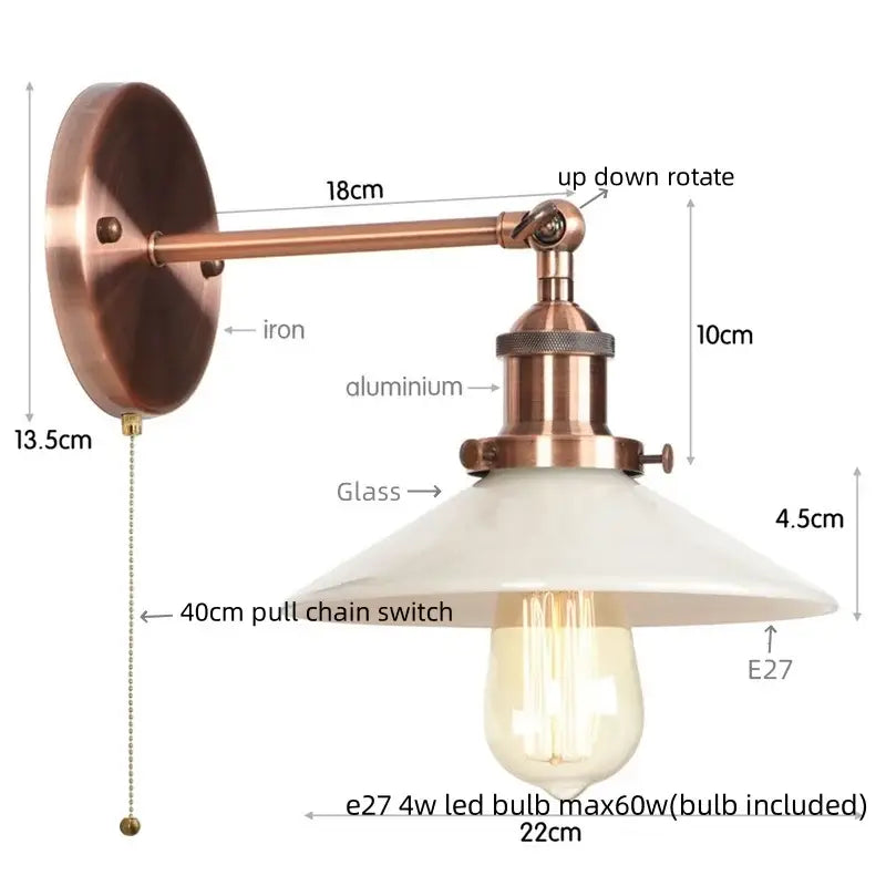 Industrial black & white ceramic led wall lights kitchen sconce