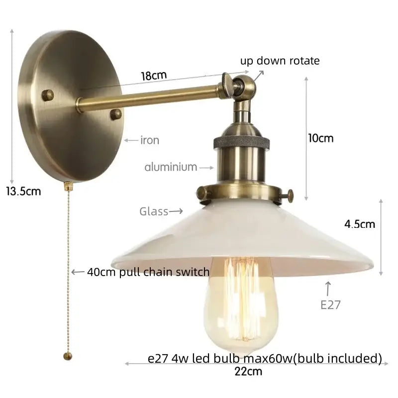 Industrial black & white ceramic led wall lights kitchen sconce