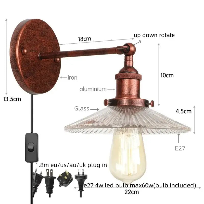 Industrial black & white ceramic led wall lights kitchen sconce