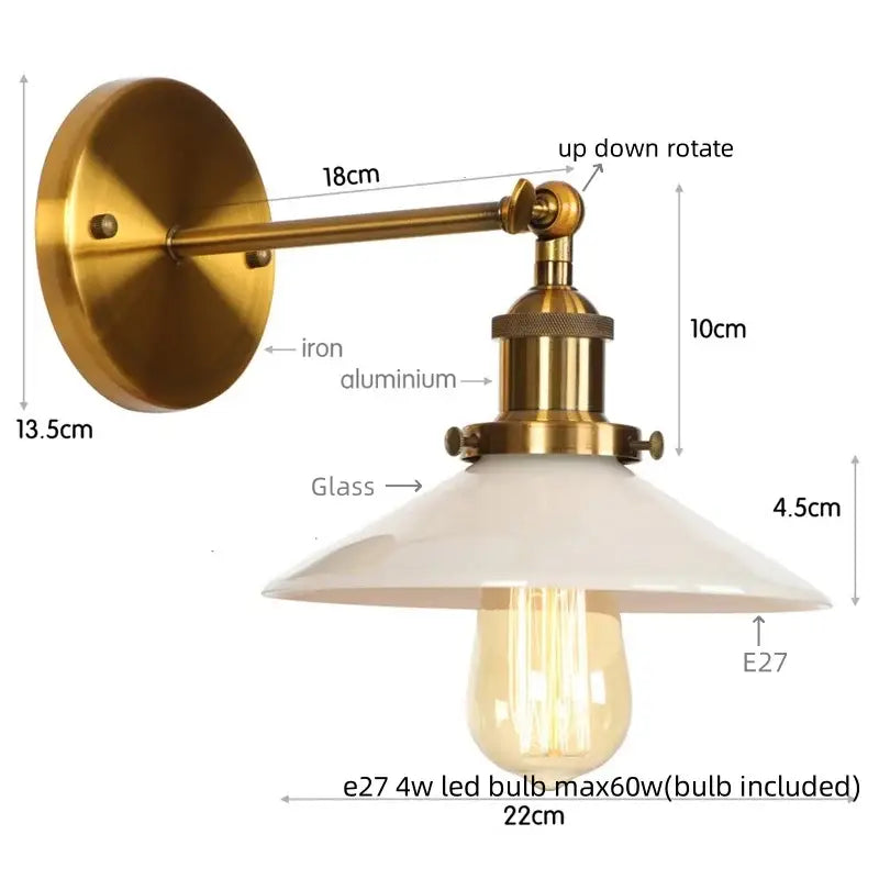 Industrial black & white ceramic led wall lights kitchen sconce