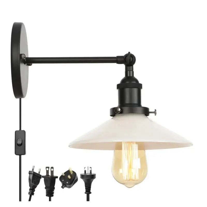 Industrial black & white ceramic led wall lights kitchen sconce