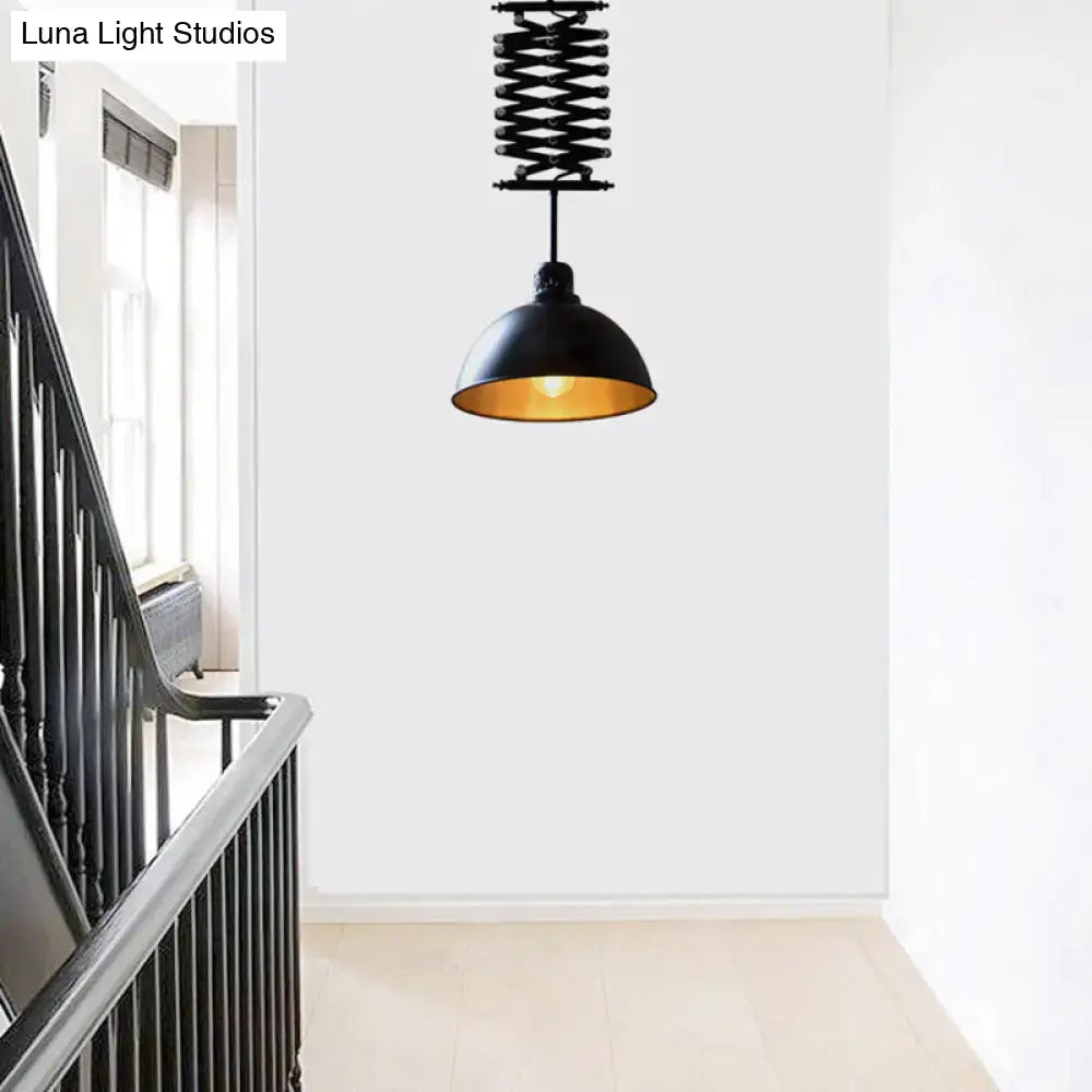 Industrial black & white pendant light balcony extendable lamp