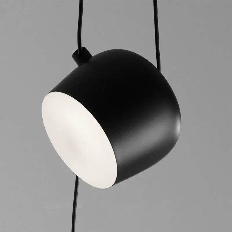 Industrial black & white spherical pendant light dining room
