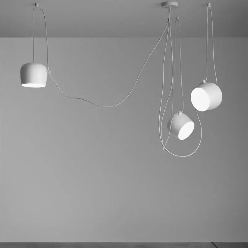 Industrial black & white spherical pendant light dining room