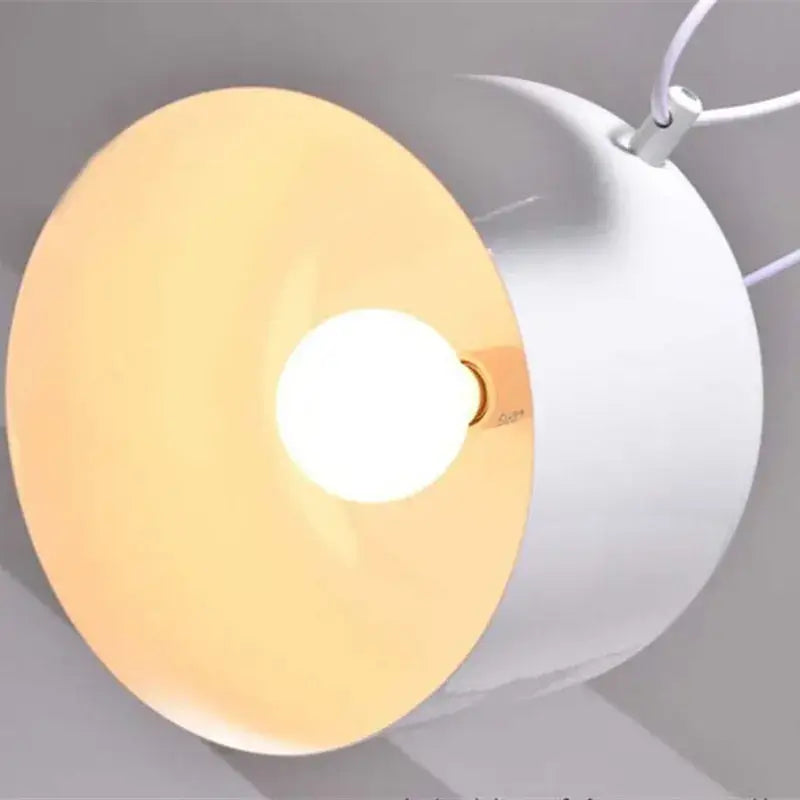Industrial black & white spherical pendant light dining room