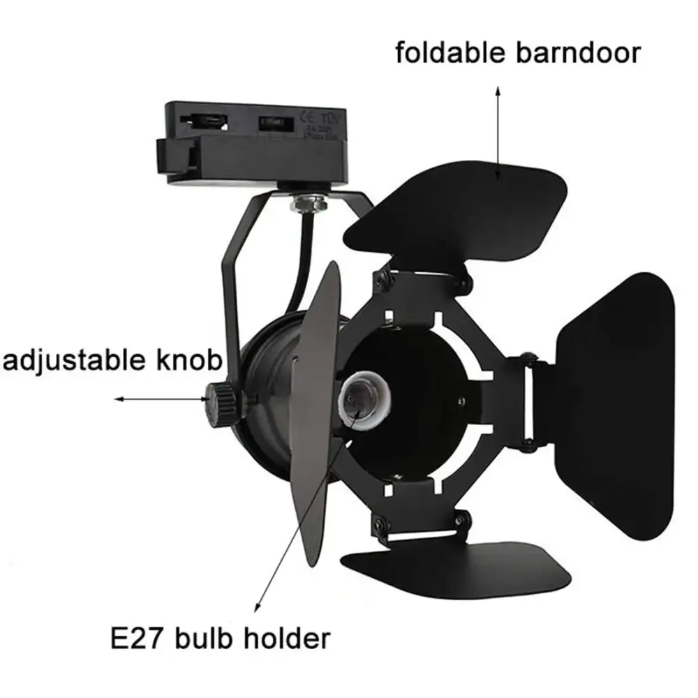 Industrial black & white track spotlight office adjustable barn doors