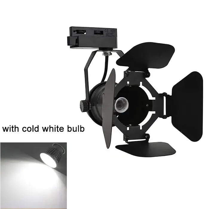 Industrial black & white track spotlight office adjustable barn doors