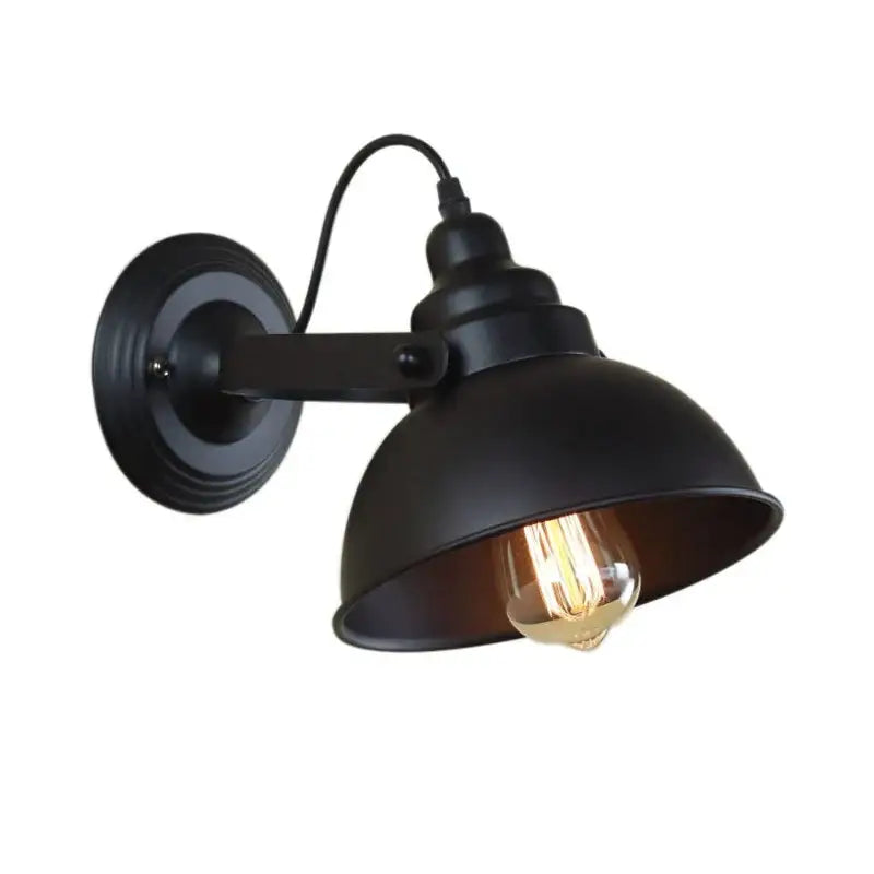 Industrial black wrought iron wall sconce bedroom edison lamp