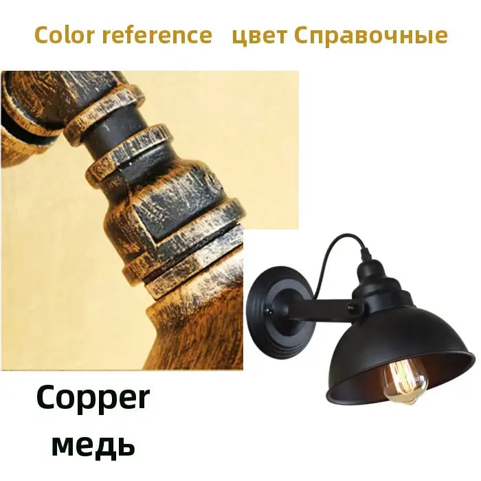 Industrial black wrought iron wall sconce bedroom edison lamp