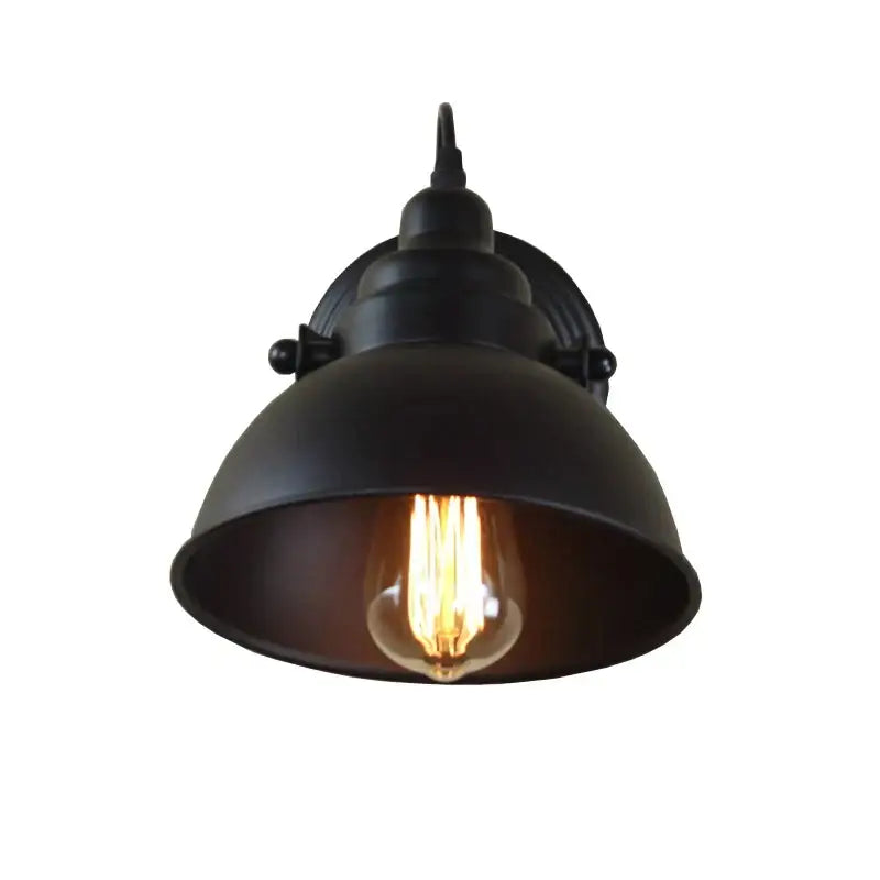 Industrial black wrought iron wall sconce bedroom edison lamp