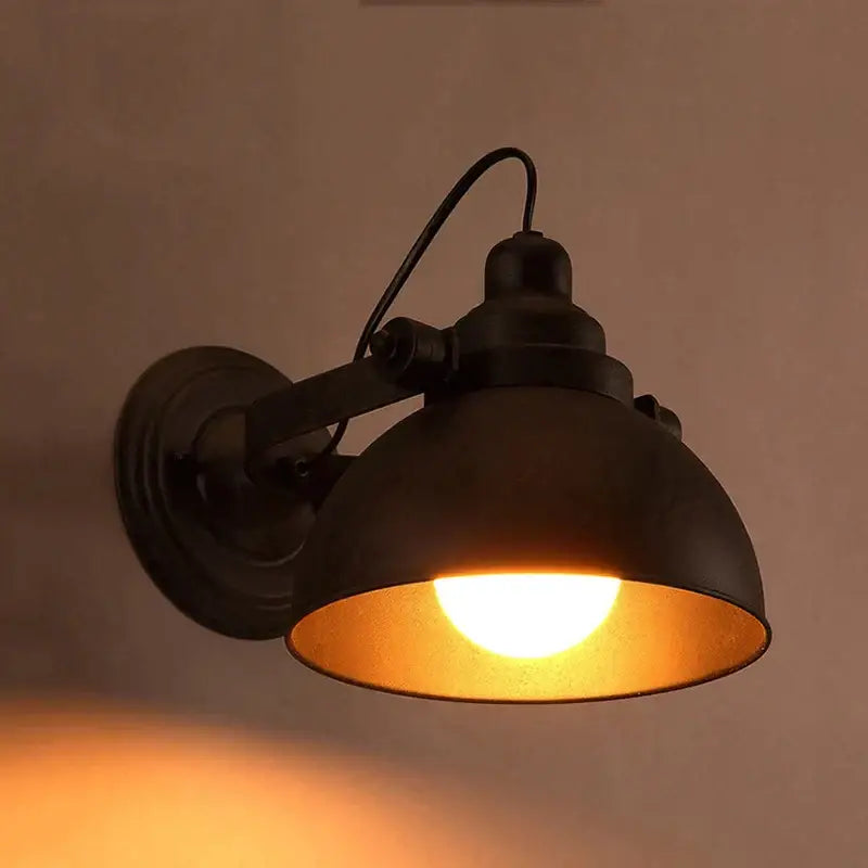 Industrial black wrought iron wall sconce bedroom edison lamp
