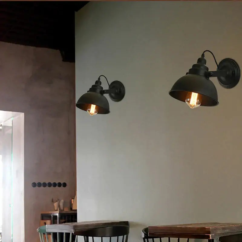 Industrial black wrought iron wall sconce bedroom edison lamp