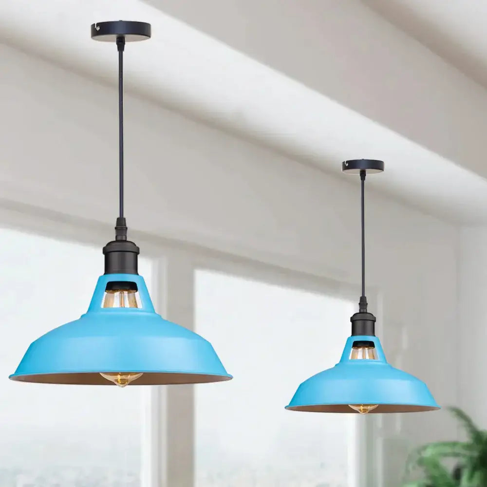 Industrial blue vintage pendant light kitchen hanging fixture