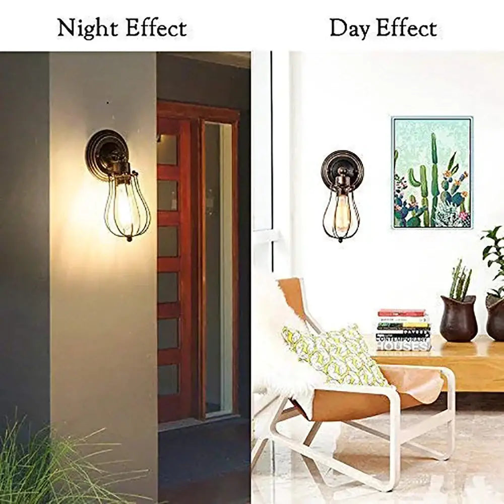 Industrial brass cage wall sconce bedroom vintage adjustable light