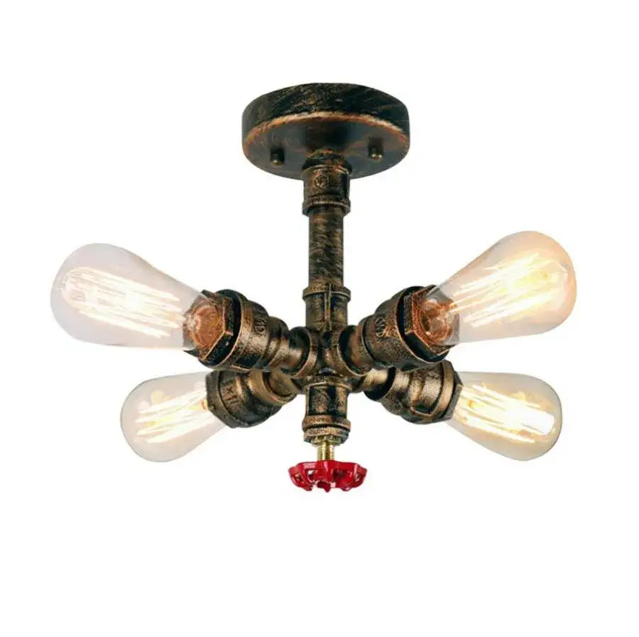 Industrial brass ceiling chandelier dining room edison light fixture