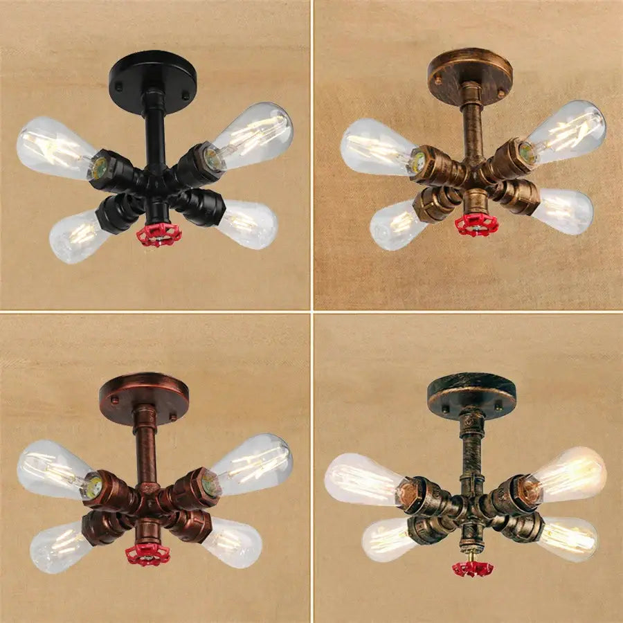 Industrial brass ceiling chandelier dining room edison light fixture