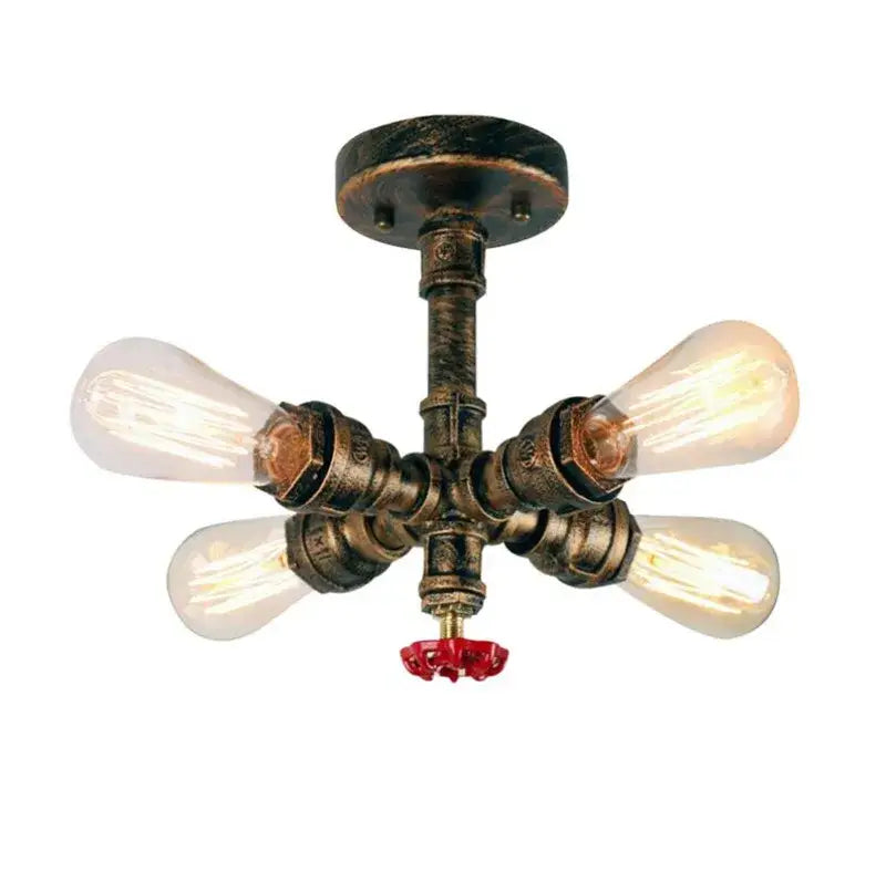 Industrial brass ceiling chandelier dining room edison light fixture