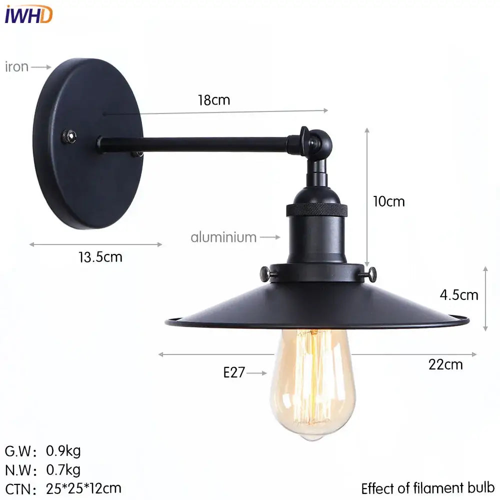 Industrial brass edison wall light bathroom adjustable sconce