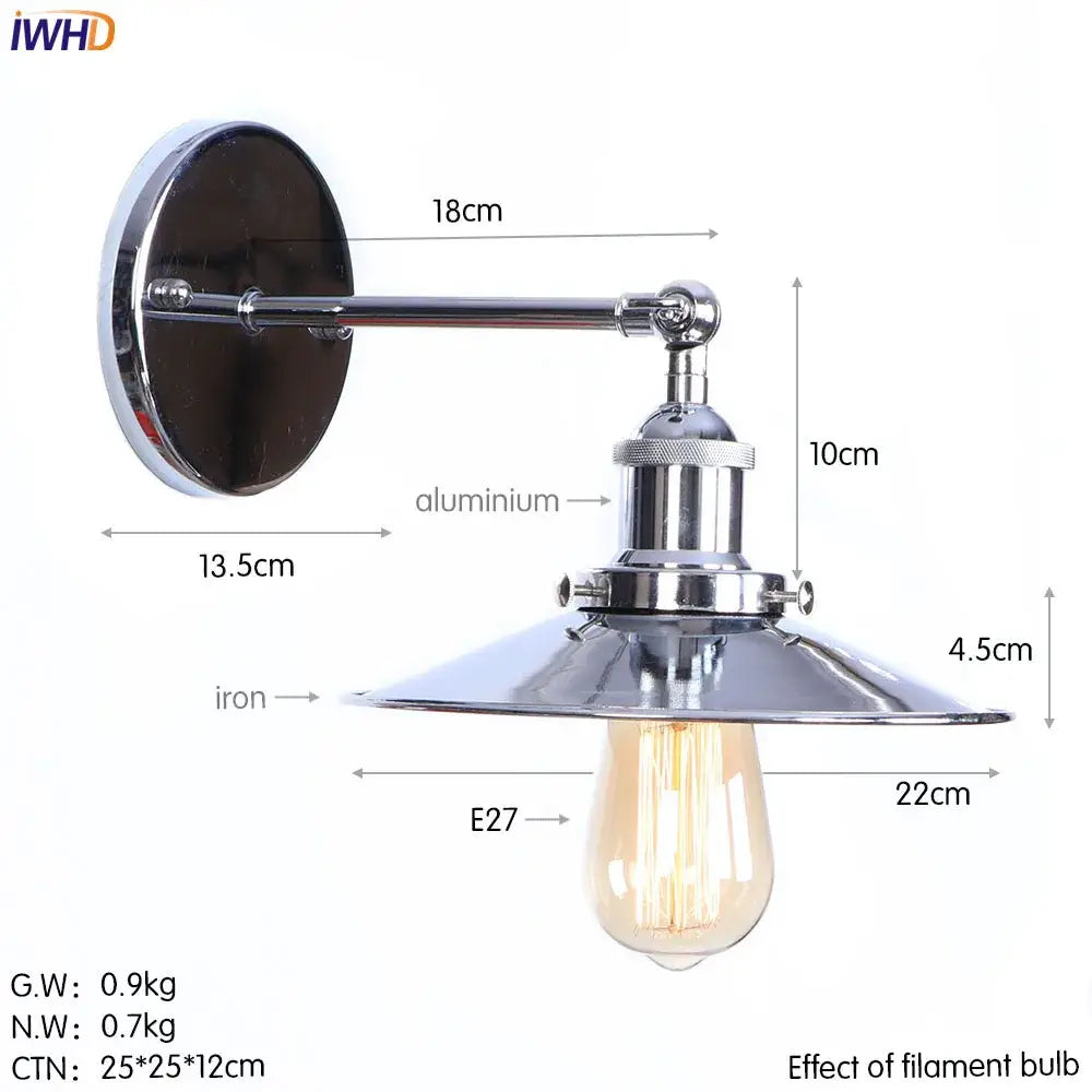 Industrial brass edison wall light bathroom adjustable sconce