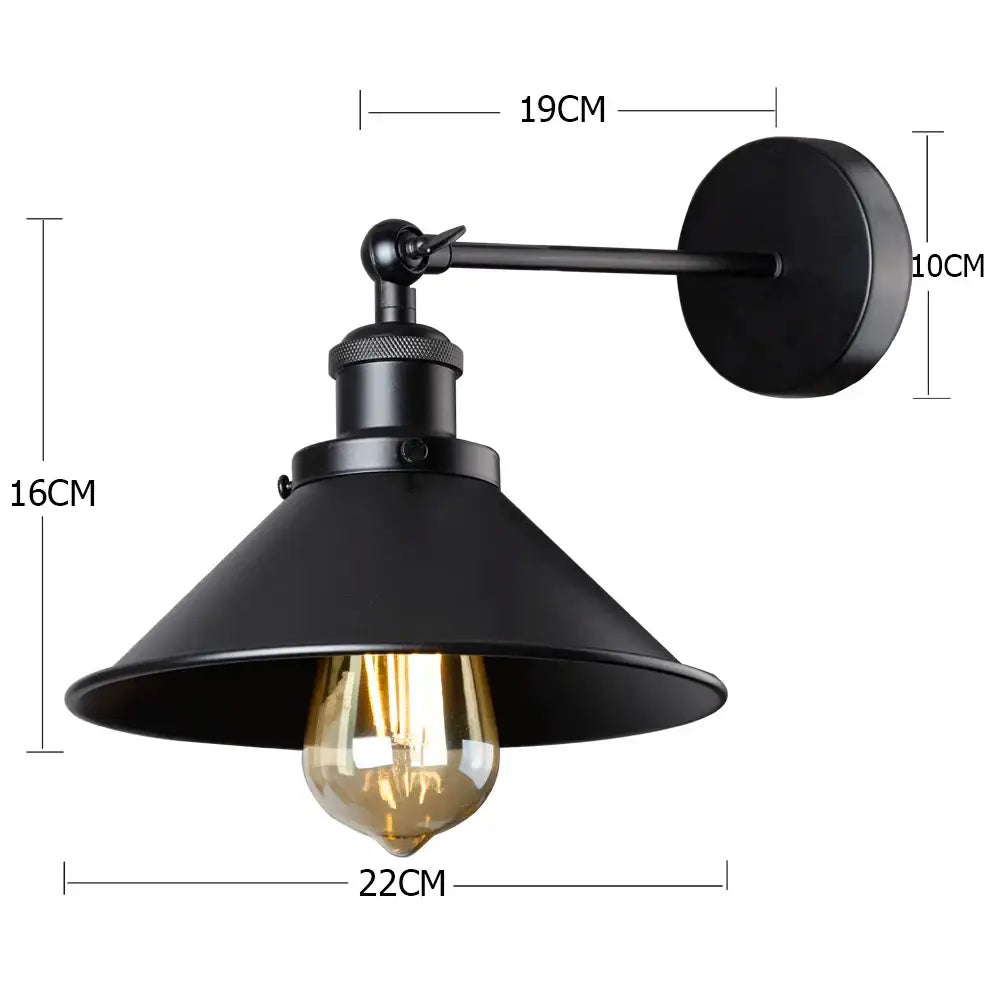 Industrial brass led wall lamps bedroom conical sconce lighting