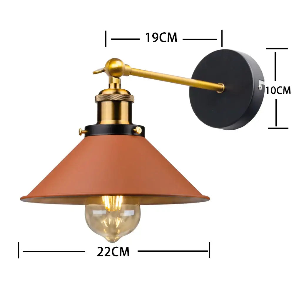 Industrial brass led wall lamps bedroom conical sconce lighting