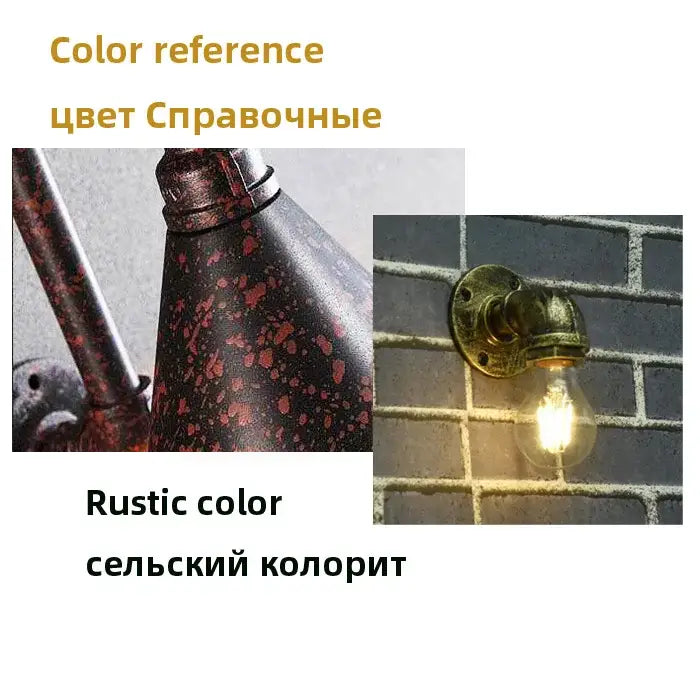 Industrial brass pipe wall sconce bedroom filament bulb light