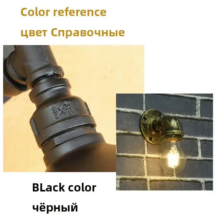Industrial brass pipe wall sconce bedroom filament bulb light