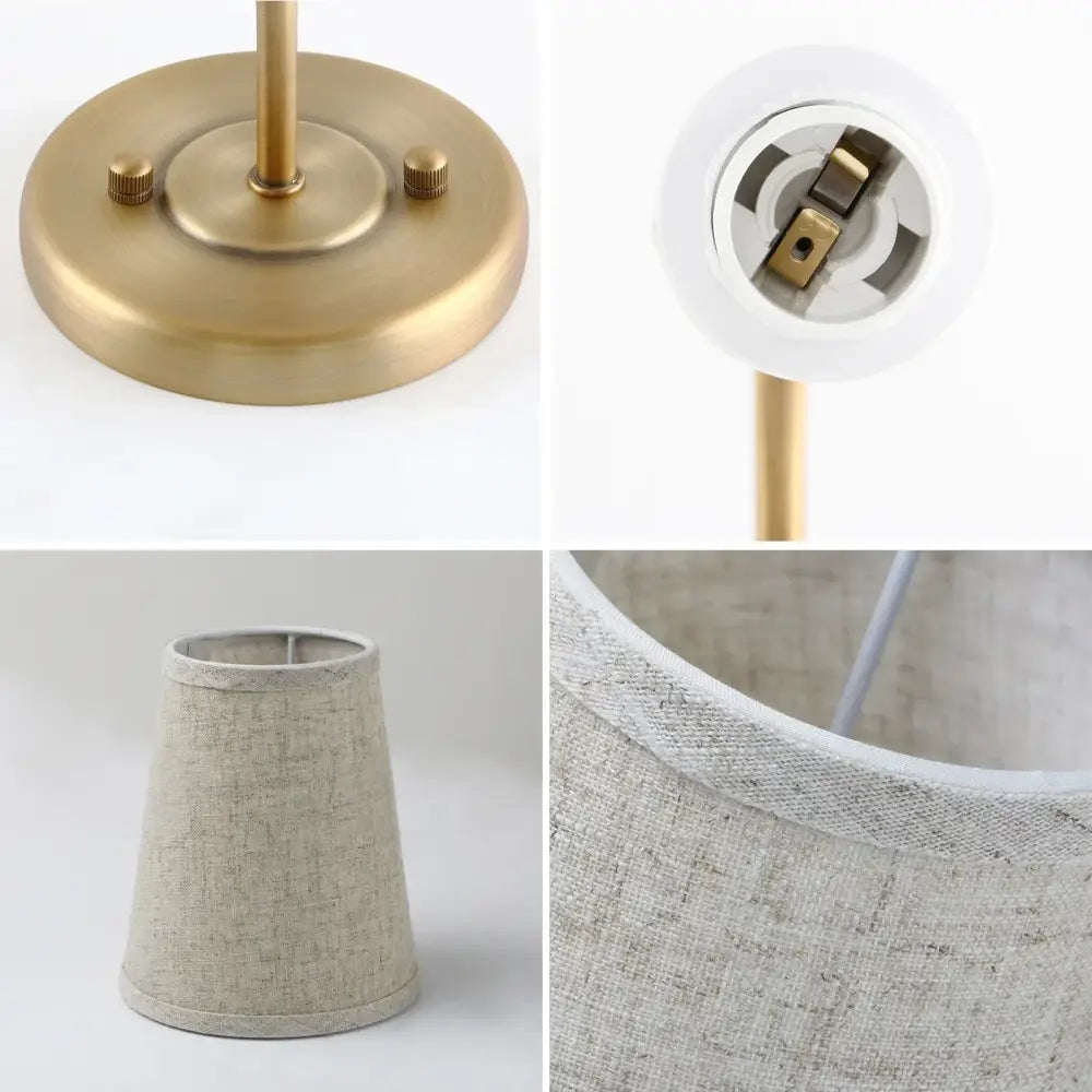 Industrial brass wall lamp set bedroom reading light with linen shades