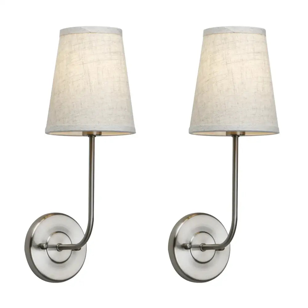 Industrial brass wall lamp set bedroom reading light with linen shades