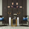 Industrial bronze & black bare bulb chandelier – living room light