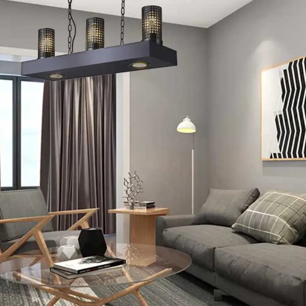 Industrial bronze & black hanging ceiling light cylinder metal shade kitchen