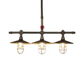 Industrial bronze coastal caged island linear pendant kitchen light