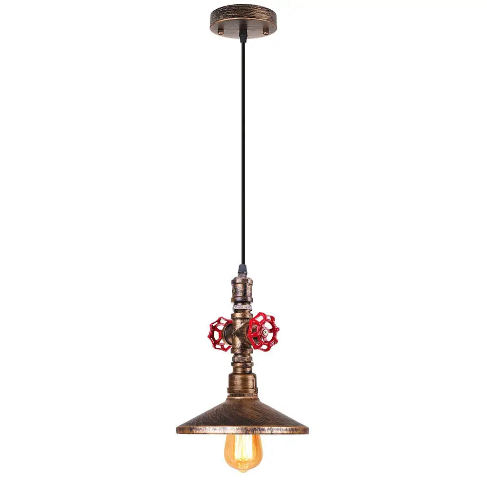 Industrial bronze iron water pipe pendant light – kitchen edison lamp