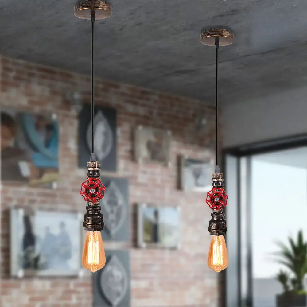 Industrial bronze iron water pipe pendant light – kitchen edison lamp