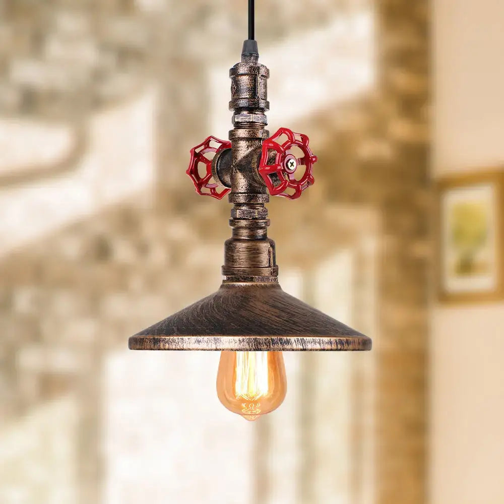 Industrial bronze iron water pipe pendant light – kitchen edison lamp