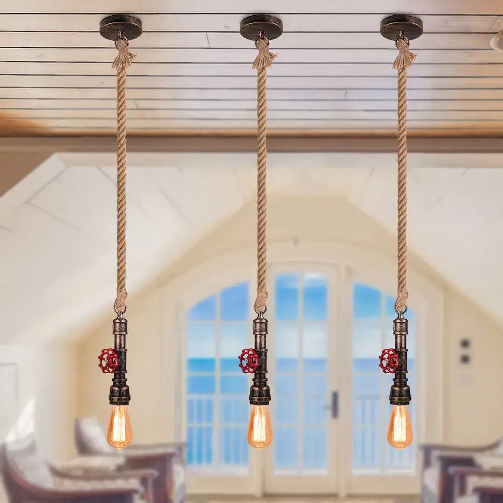 Industrial bronze iron water pipe pendant light – kitchen edison lamp