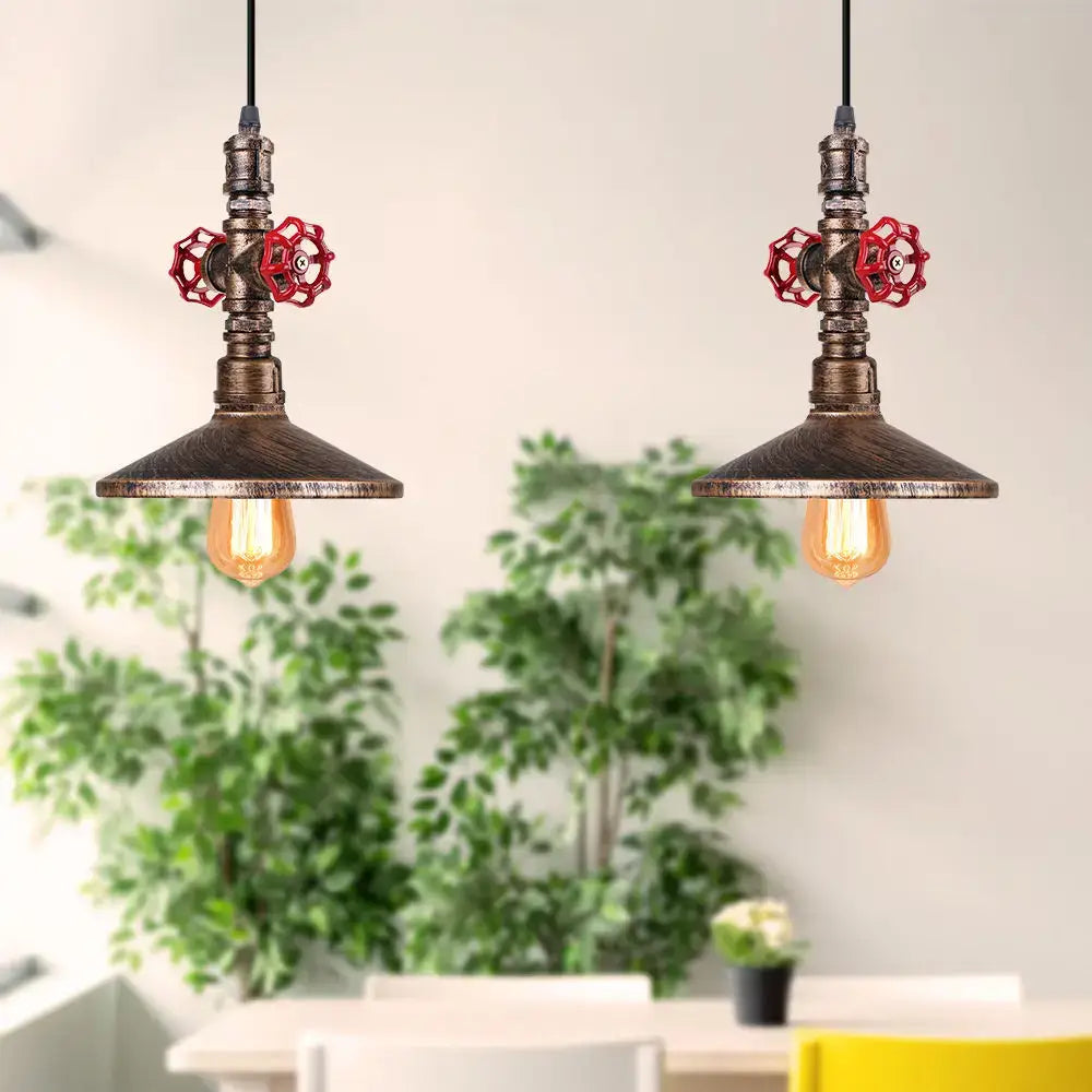 Industrial bronze iron water pipe pendant light – kitchen edison lamp