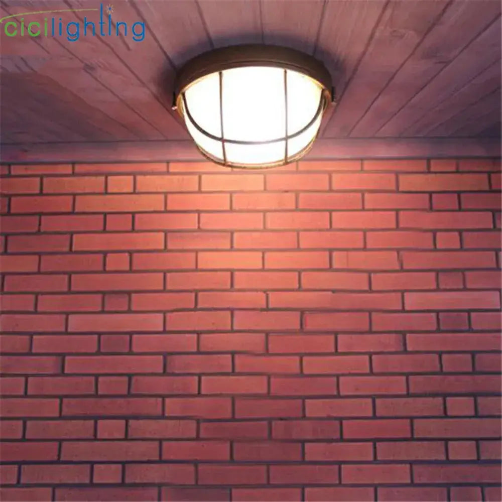 Industrial bronze metal cage outdoor ceiling lamp yard light