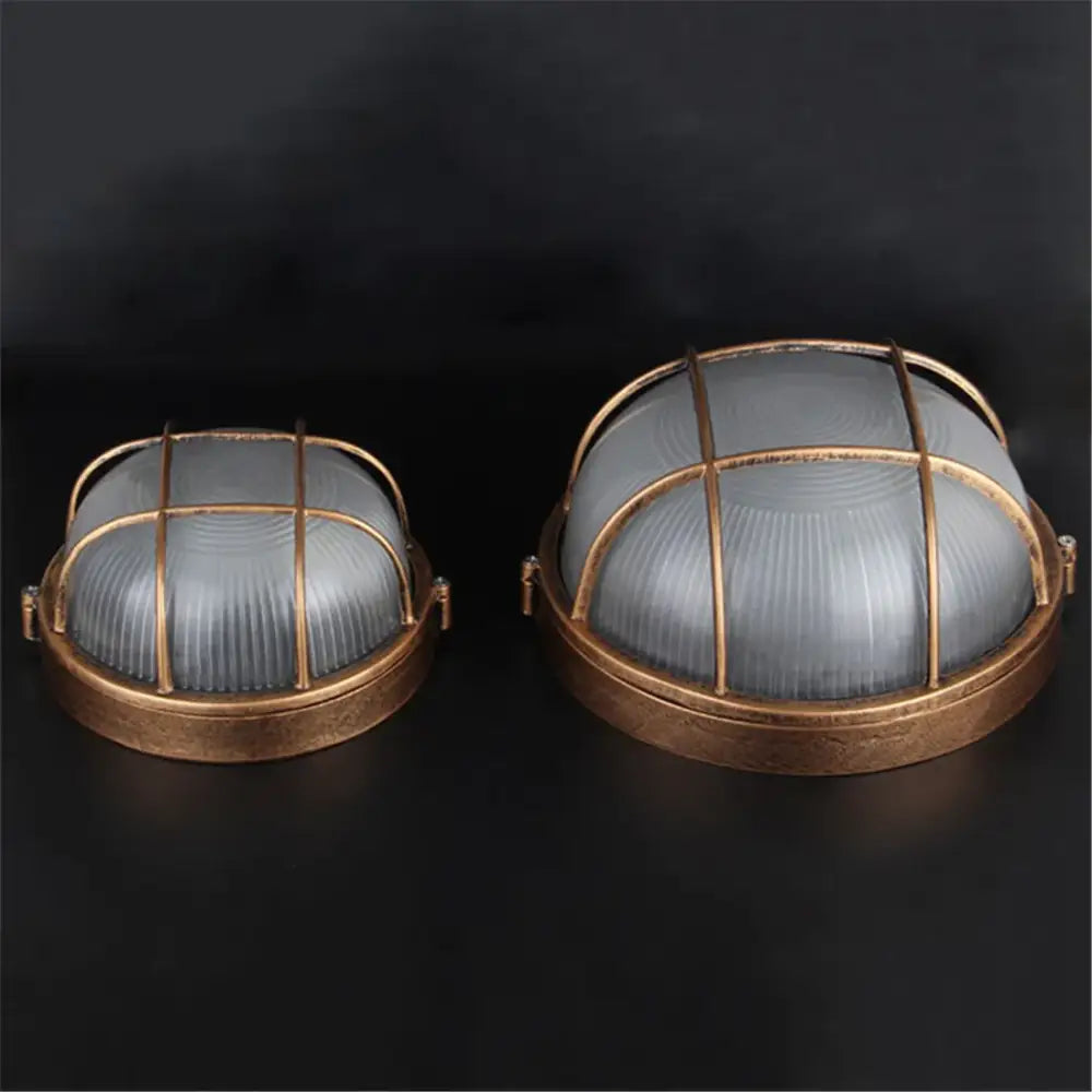 Industrial bronze metal cage outdoor ceiling lamp yard light