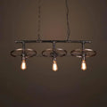 Industrial bronze wheel island pendant light with bare bulbs kitchen