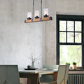 Industrial brown wood island lighting clear glass dining room light