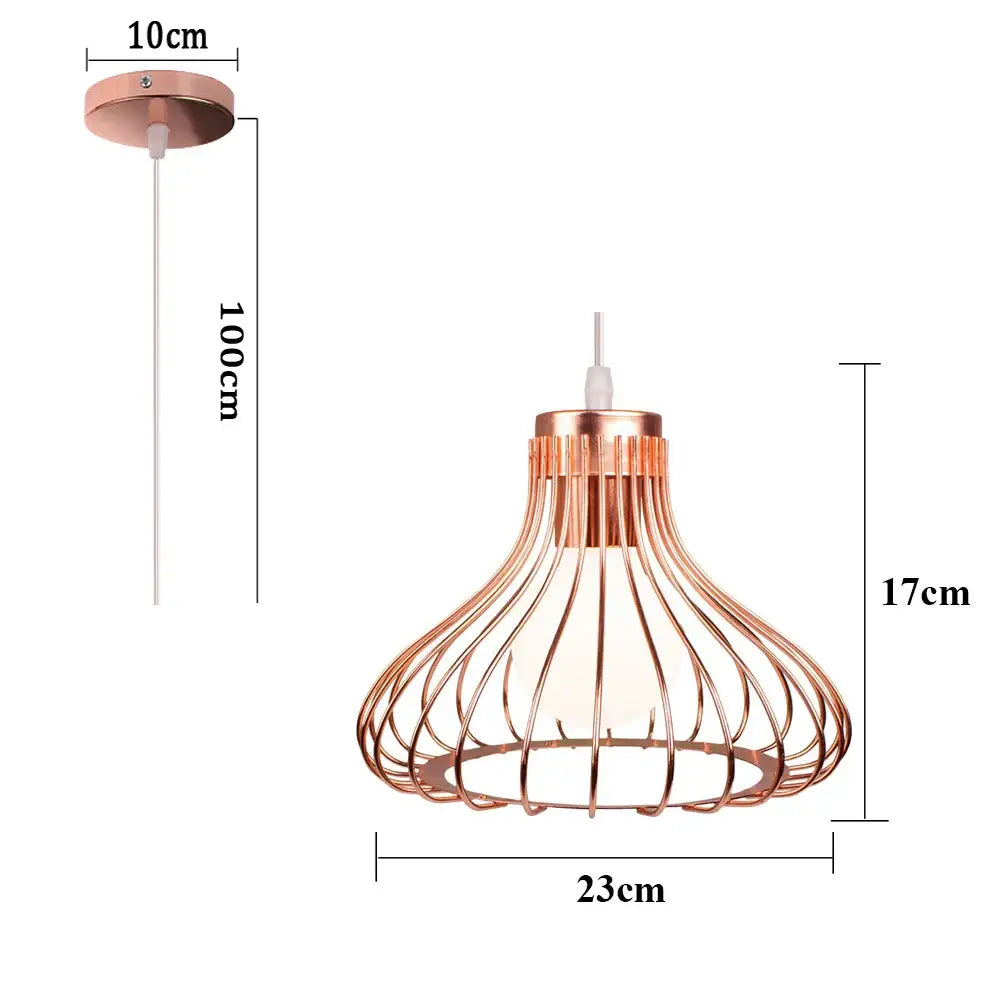 Industrial cage led pendant light black & white living room decor