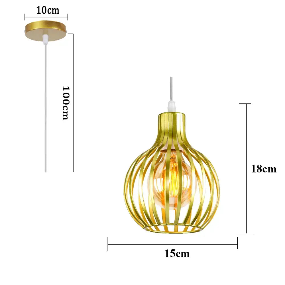 Industrial cage led pendant light black & white living room decor